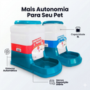 Kit Bebedouro Comedouro Automatico Cachorro Gato Prático 3Lt - Duplo