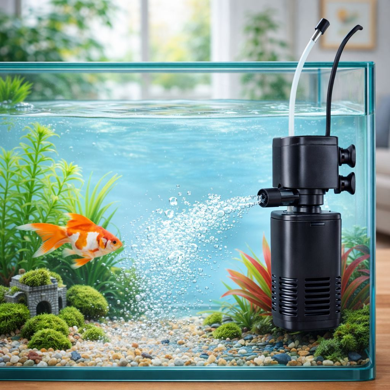 FILTRO BOMBA INTERNO SUBMERSO COM BOMBA AERADOR DE OXIGENIO 400L/H PARA AQUÁRIOS ATÉ 40 LITROS PUMP