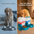 Kit Bebedouro Comedouro Automatico Cachorro Gato Prático 3Lt - Duplo