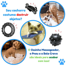 Kit Brinquedo Mordedor para Cachorro Pneu G + Bola Cravo Maciça 75mm + Osso Grande Black com Corda