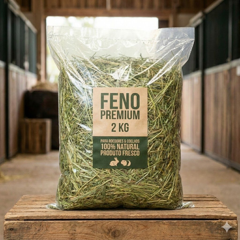 Feno 2kg Envio Imediato - Selecionado - Auxilia Desgaste Dentário e Digestão de Roedores